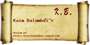 Kaim Balambér névjegykártya